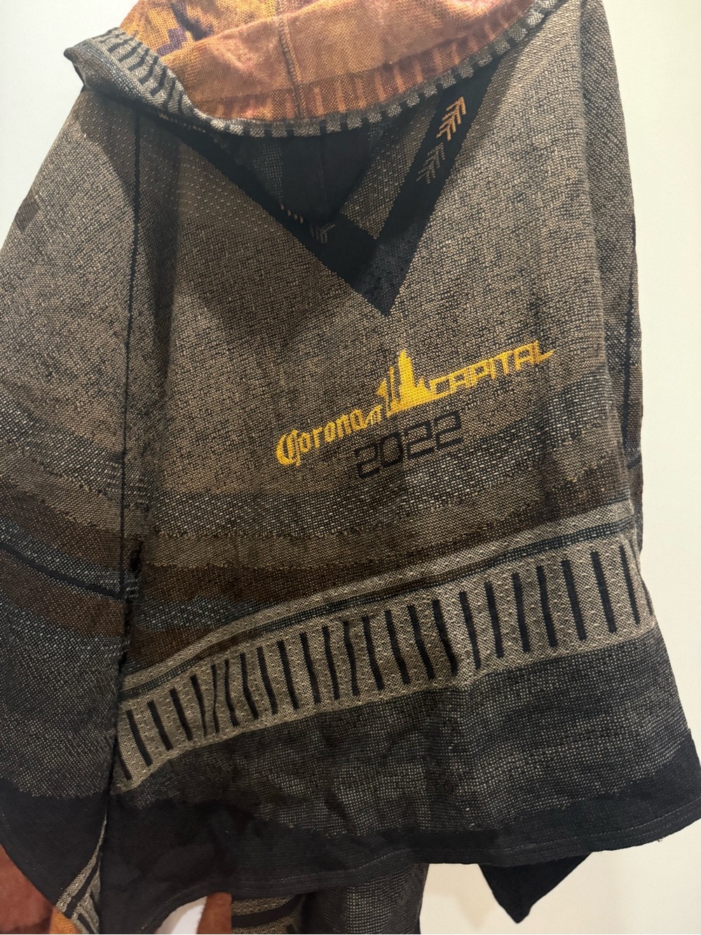 Unisex Limited Edition Corona Capital 2022 Gray / Brown Hooded Poncho, One Size